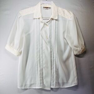 Jordan Y2K Ivory Sheer Blouse with Embroidery‎